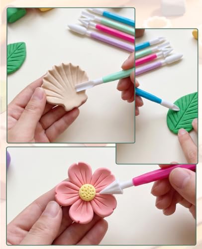 17-Piece Polymer Clay Tools Kit, Acrylic Roller Pin & Clear Square Press Board, Double-Ended Pottery Sculpting Modeling Tools with Scrapers for Beginners DIY Craft
