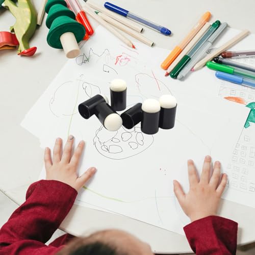 40 Pcs Finger Sponge Daubers with Storage Box for Painting Chalk Ink Card Making Drawing, Finger Painting Sponge Craft Drawing Sponge Dauber Set, Fingerpaint Drawing Sponge Foam