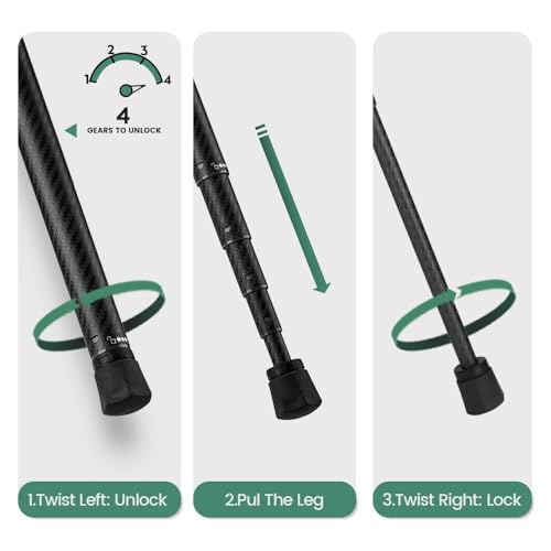 Fotopro 62 Inch Carbon Fiber Tripod for Camera Ultralight Travel Camera Tripod Max Loads Up 22lbs X-Aircross 3 Green - color: Green