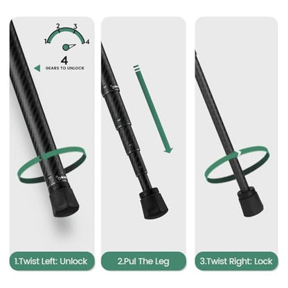 Fotopro 62 Inch Carbon Fiber Tripod for Camera Ultralight Travel Camera Tripod Max Loads Up 22lbs X-Aircross 3 Green - color: Green