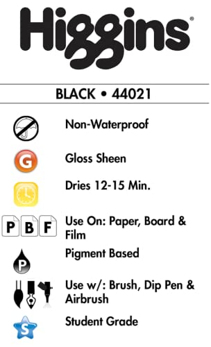 Higgins Pigmented Drawing Ink, Black, 1 Ounce Bottle (44021) - color: Black