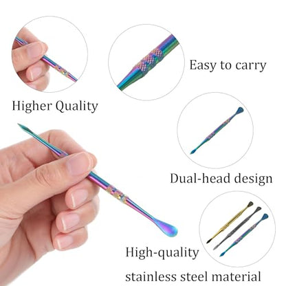 Klyeola 4Pcs Wax Carving Tools Set, Stainless Steel Double-Ended Sculpting and Modeling Tools Kit, Wax Spoon and Carving Tool for Clay, Pottery, Jewelry Making(Color Titanium) - color: Color Titanium