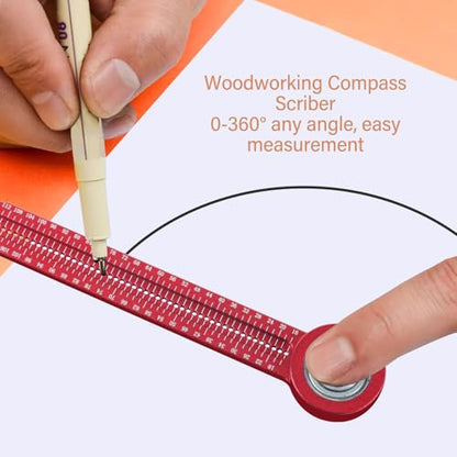 YWBL-WH Woodworking Compass Scriber, 360 Degree Rotating Circular Drawing Tool, Aluminum Alloy, Carpenter Gauge