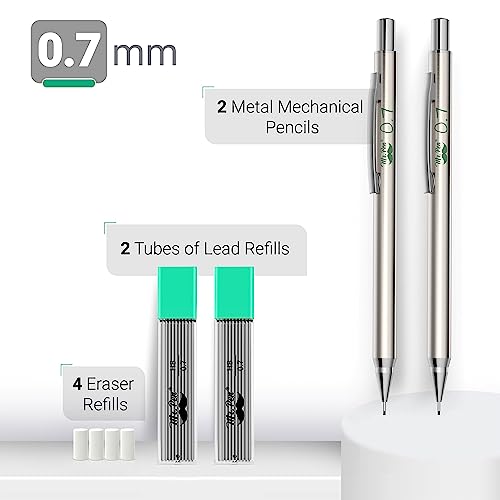 Mr. Pen- Metal Mechanical Pencil Set with Lead Refills & Erasers, 2 Pack - style: 0.7mm