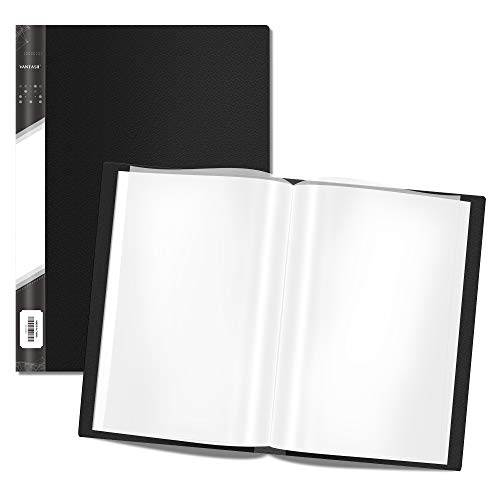 Presentation Book 40 Clear Pockets Sleeves Protectors Art Portfolio Clear Book for Artwork, Report Sheet, Letter(Can Accommodate 14 X 11inch) - size: 14x11.2inch (Black)
