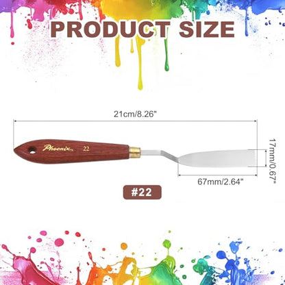 MECCANIXITY Pack of 1 Palette Knife No.22, 8.3" Long Palette Knives with Stainless Steel Flexible Spatula Pallet Knife and Wood Handle for Scraping, Mixing, Oil Acrylic Painting Canvas - style: No.22