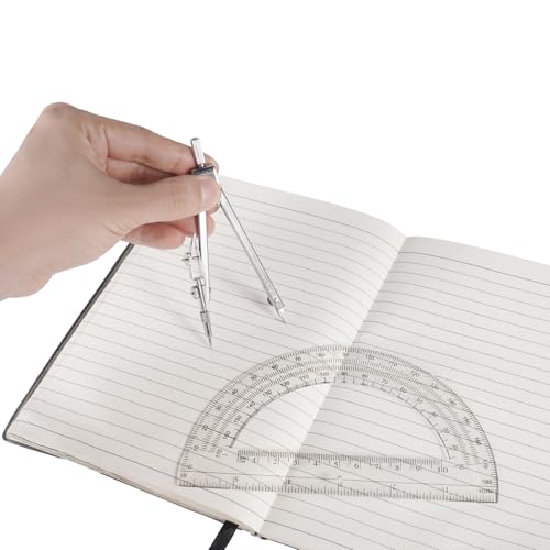 Protractor and Compass Set, Compass Protractor Set, Protractor, Compass for Geometry, Math Compass, Compass School, Math Compass and Protractor, Geometry Tools Set, Geometry Set (Silver)