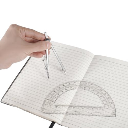 Protractor and Compass Set, Compass Protractor Set, Protractor, Compass for Geometry, Math Compass, Compass School, Math Compass and Protractor, Geometry Tools Set, Geometry Set (Silver)