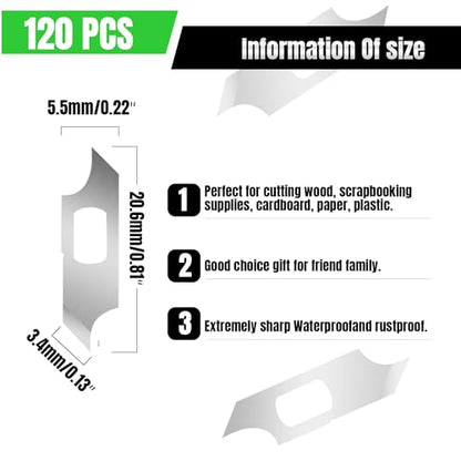 120 Pcs Exacto Knife Blades, Gauge Knife Blades High Carbon Steel Hobby Knife Blade Refills Hobby Knife Replacement Blades for Craft, Scrapbooking, Stencil - size: Gauge Knife Blades