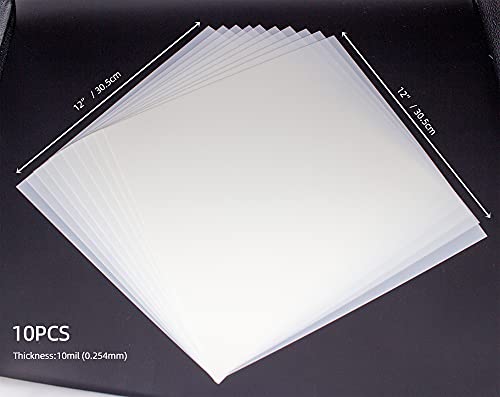 10PCS 10mil Blank Mylar Stencil Sheets,12X12 inch Milky Translucent PET Blank Stencils Sheets,Template Material for Laser Cutting Machines , Food-Safe Craft Plastic - size: 10mil, 12" x 12”, 10 Pack