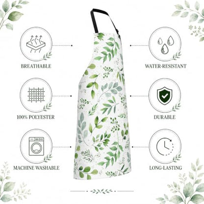 Leaf Apron with 2 Pockets Adjustable Stain Resistant Kitchen Cooking Apron for Baking BBQ Grilling Grilling Painting Gardening - color: Leaf