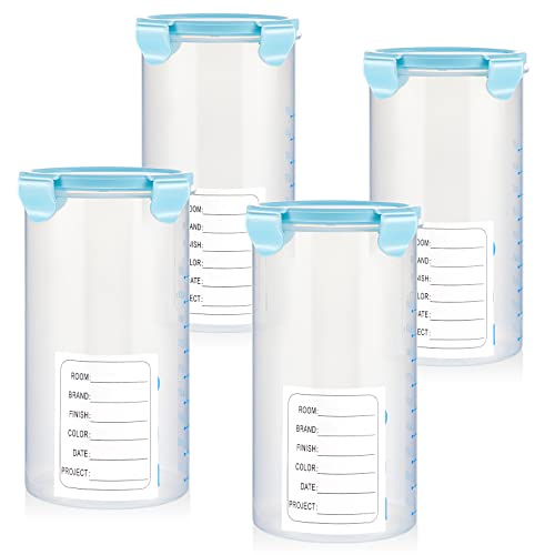 4 Pcs Plastic Paint Containers with Lids 50 oz Paint Storage Containers for Leftover Paint Cups with Lids Airtight Paint Holder Empty Paint Can, 1500ml
