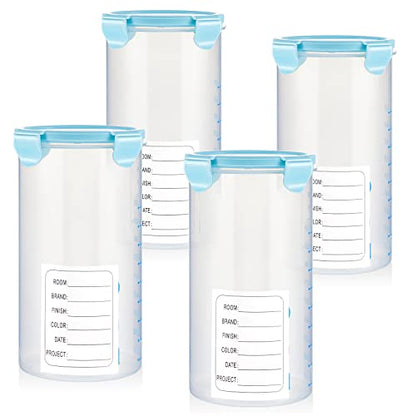4 Pcs Plastic Paint Containers with Lids 50 oz Paint Storage Containers for Leftover Paint Cups with Lids Airtight Paint Holder Empty Paint Can, 1500ml