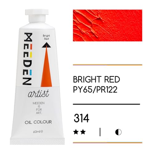 MEEDEN Artist Grade Oil Paint: Bright Red - 60ml/2oz Tube | Professional Art Paints and Supplies for Canvas Painting - color: Bright Red, size: 2 Fl Oz (Pack of 1)
