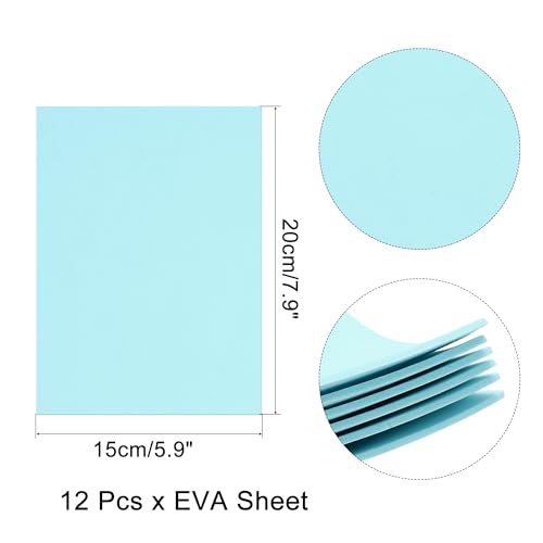 uxcell Light Blue EVA Foam Sheets, 7.9x5.9in 2mm Thick Handicraft Foam Paper for DIY Craft Projects Art Card Party Decoration, 12 Pcs - color: Light Blue