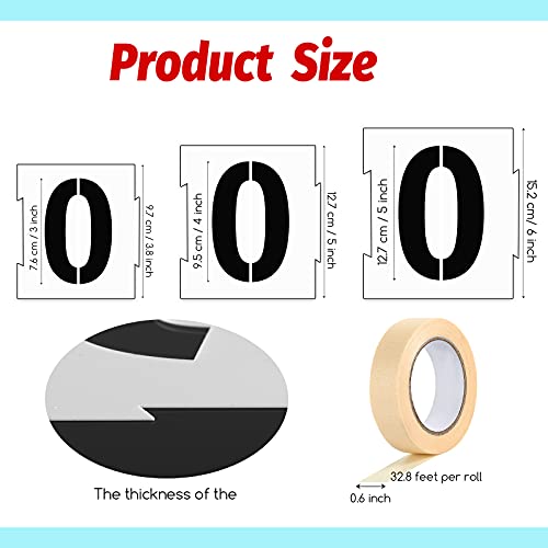 20 Pieces Curb Stencil Kit 0-9 Address Number Reusable Plastic Numbers Stencils with 2 Rolls Masking Tape for Painting Address in Wall Wood Road Mailbox(5 Inch Height) - size: 5 Inch Height