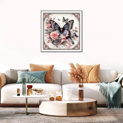 Aicomeon Diamond Art Kits for Adults Butterfly Diamond Painting Kits | 12x12 Inch Easy DIY for Beginners, Full Drill Round Dot Gem Art Mosaic Stress Relief Craft, Home Wall Decor Gifts - color: Butterfly