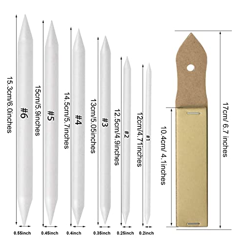 CAMATTO 14 PCS Blending Stumps and Tortillions Paper Art Blenders | Sandpaper Pencil Sharpener Pointer, Compressed Charcoal Sticks, For Student Artist Sketch Drawing Shading - size: 14 Pcs Set