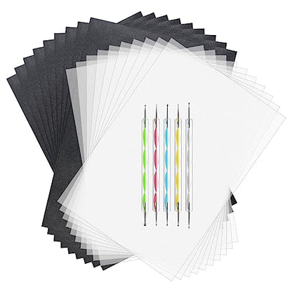 ASTARON 150 Sheets Black Carbon Copy Paper and Tracing Paper with Tool Set