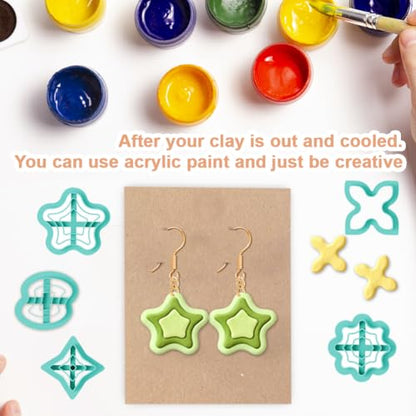 24pcs 3D Stacking Earring and Pendant Shapes Polymer Clay Cutter Layered Clay Tools for Dimensional Jewelry Making - color: Nested Graphics
