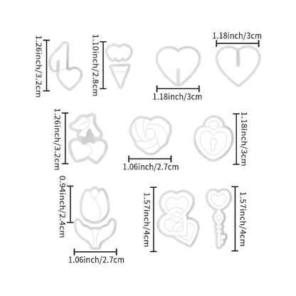 Heart Theme Polymer Clay Cutters – Molds, Clay Cutters for Polymer Clay, Clay Earring Tools Set - color: K color