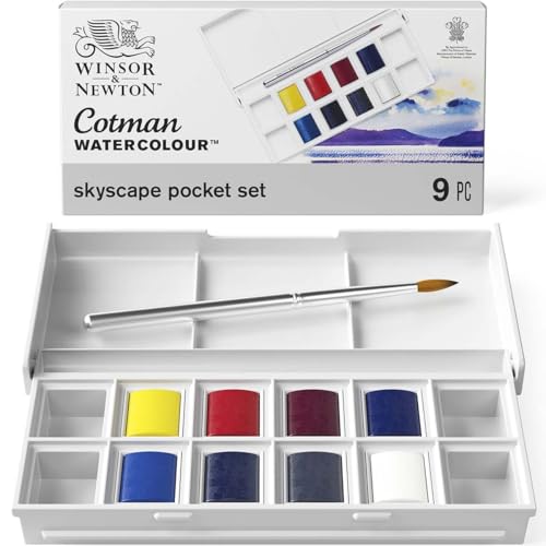Winsor & Newton Cotman Watercolor Paint Set, 8 Half Pan, Sky Colors Set - style: 8 Half Pan Sky Colors