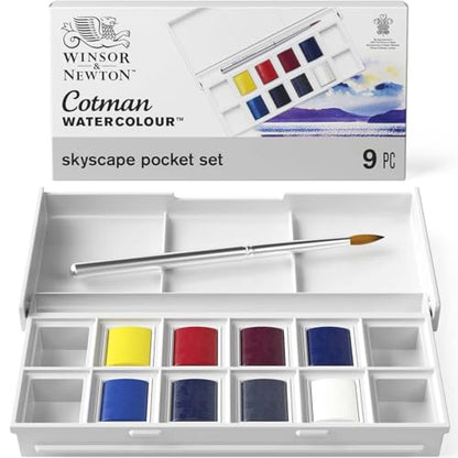 Winsor & Newton Cotman Watercolor Paint Set, 8 Half Pan, Sky Colors Set - style: 8 Half Pan Sky Colors