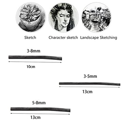 25 pcs Willow Charcoal Sticks for Sketching and Drawing 3-5mm