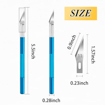 JTIEO Exacto Knife,Hobby Knife,74 Pack with 4 Upgrade Sharp Hobby Knives and 70 Spare Exacto Knife Blades for Art, Scrapbooking (Blue) - color: Blue