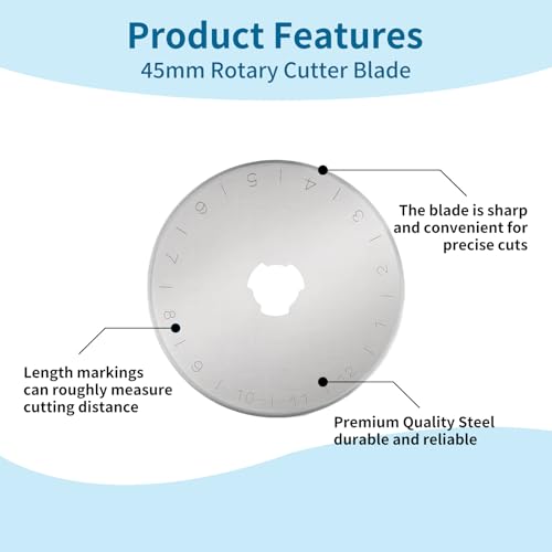 12 pcs 45mm Rotary Cutter Blades,Replacement Rotary Blade for Arts Crafts Quilting Scrapbooking Sewing Fabric Cutting,Arts & Crafts Farbric Paper Cutting Tool By XEKIGU