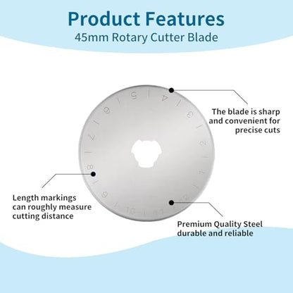12 pcs 45mm Rotary Cutter Blades,Replacement Rotary Blade for Arts Crafts Quilting Scrapbooking Sewing Fabric Cutting,Arts & Crafts Farbric Paper Cutting Tool By XEKIGU