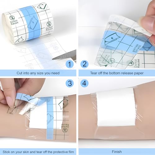Waterproof Bandages Transparent Film Dressing, 2 Inch x 10.94 Yard - Second Skin Healing Protective, Clear Adhesive Bandages Shower Shield Dressing Tape for Tattoos Aftercare Swimming - size: 2 Inch x 10.94 Yard