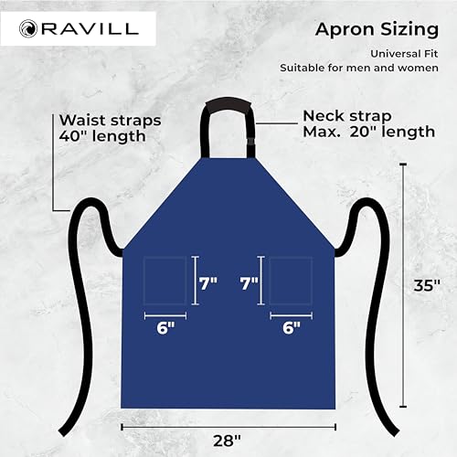 Waterproof Aprons For Men and Women with Pockets | 35" Long Work Aprons for Dishwashing, Dog Grooming, Cleaning - Plastic Dishwasher Apron - Water Resistant Kitchen Apron - color: Blue