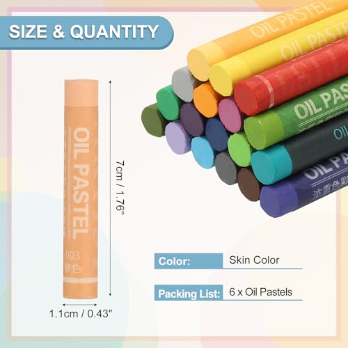 PATIKIL Skin Color Oil Pastels, 6Pcs Soft Oil Crayons Creamy Pastels Stick Art Supplies for Art Painting Drawing Blending Graffiti for Drawing Beginners Artists - color: Skin Color