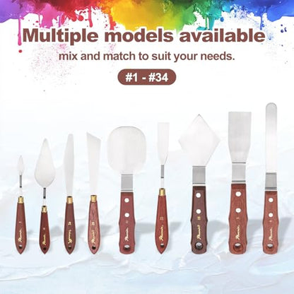 MECCANIXITY Pack of 1 Palette Knife No.3, 7.1" Long Palette Knives with Stainless Steel Flexible Spatula Pallet Knife and Wood Handle for Scraping, Mixing, Oil Acrylic Painting Canvas - style: No.3
