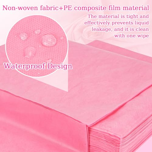 MAQIHAN 18PCS Massage Table Sheets - Pink Waterproof Disposable Bed Sheets - color: 18pcs pink