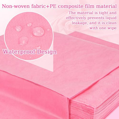 Massage Table Sheets - Disposable Bed Sheets 31" x 70" Waterproof Massage Table Cover Non-woven Disposable Bed Sheets for Travel, Massage, Spa, Tattoo, Beauty, Pink (28pcs Pink) - color: 28pcs Pink