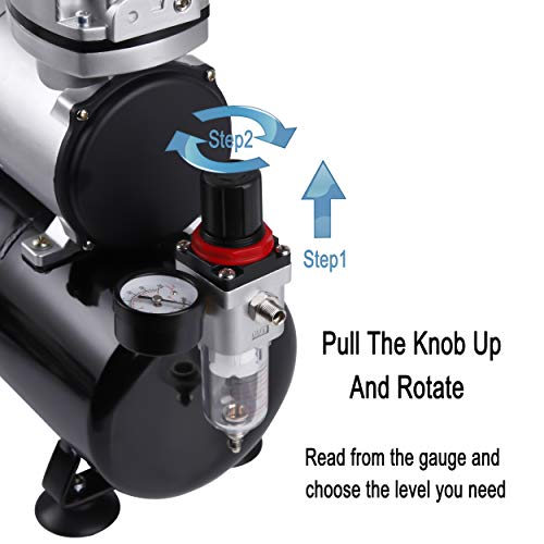 Timbertech Airbrush Kit With Compressor AS-186K With Airbrush Gun, Air Hose, Cleaning brush & Paints for hobby, graphic and so on