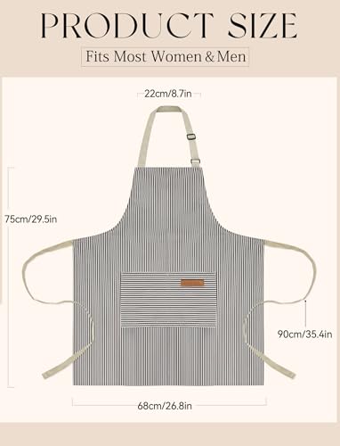 2 Pack Kitchen Cooking Aprons, Soft Aprons for Women Men with 2 Pockets Chef Apron with Adjustable Neck Strap and Long Tie - color: Brown/Black