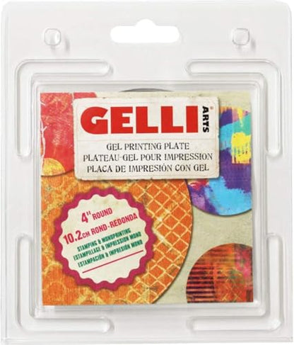 Gelli Arts 4" Round Gel Printing Plate – Reusable Gel Printing Plate, Printmaking Supplies, Monoprinting at Home, Arts and Crafts – Easy Cleaning & Storage – Made in the USA - size: 4" Round