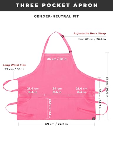 Chef Works Unisex Three Pocket Apron - color: Hot Pink