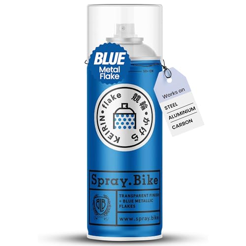 Spray.Bike Keirin Flake Finishing Coat - Hibana Blue, 400ml | Metal Flake Spray Paint Coating | Glitter Spray Paint Topcoat for Steel, Aluminum - color: Flake Blue