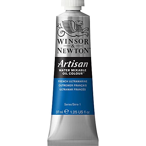 Winsor & Newton Artisan Water Mixable Oil Paint, 37ml, French Ultramarine | Clean with water; no solvents needed. Color depth, lightfastness, opacity/transparency are the same as traditional oils. - color: French Ultramarine, style: 1.25-oz