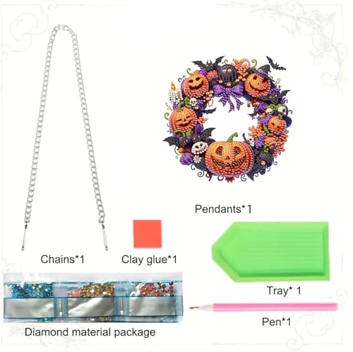 RYMILIE Hanging Halloween Diamond Art Kits for Adults Pumpkins - color: DP01259