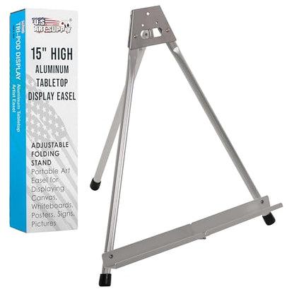 U.S. Art Supply 15-Inch Aluminum Tabletop Display Easel for Painting