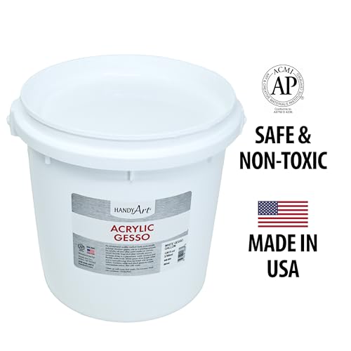 Handy Art Acrylic Gesso, Gallon, White, Primer for Canvas, Wood, & Artist Painting Surfaces, Enhances Acrylic Paint Adhesion, Low Viscosity, Thick Coverage, Certified Safe & AP Non-Toxic, Made in USA - color: White Gesso, size: 128 Fl Oz (Pack of 1)