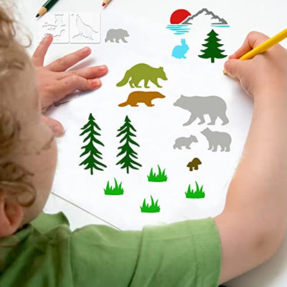 Small Stencils for Painting on Wood Burning Reusable, 3 Inch Reusable Stencil for Craft Ornament Paint Template Stencils for Wall Card Rock Wood Signs Coasters Canvas Home Decor (Animal Wildlife) - style: animal Wildlife