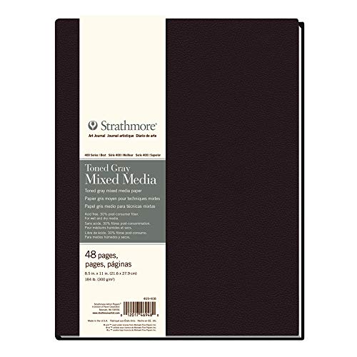 Strathmore 469-408 Hardbound Mixed Media Art Journal, 8.5" x 11", Toned Gray, 48 Pages - size: 8.5x11 inch, style: Hardbound, Gray, Phase Out