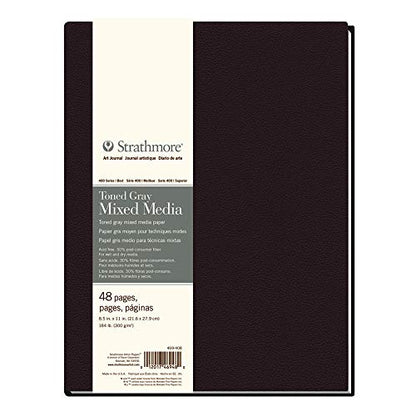 Strathmore 469-408 Hardbound Mixed Media Art Journal, 8.5" x 11", Toned Gray, 48 Pages - size: 8.5x11 inch, style: Hardbound, Gray, Phase Out