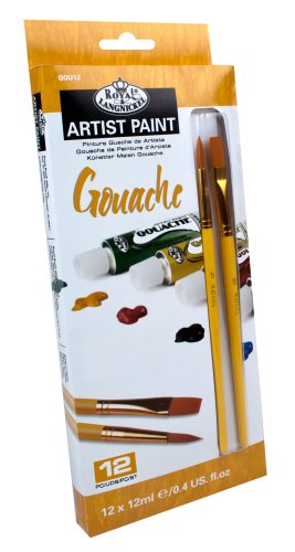 Royal Gouache Paint Set W/Brush 12pc - size: 12 Pieces